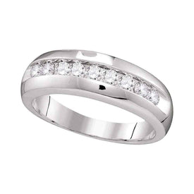 Eternal Love: 10kt White Gold Men's Round Diamond Wedding Band - A Timeless Symbol of Commitment - Splendid Jewellery