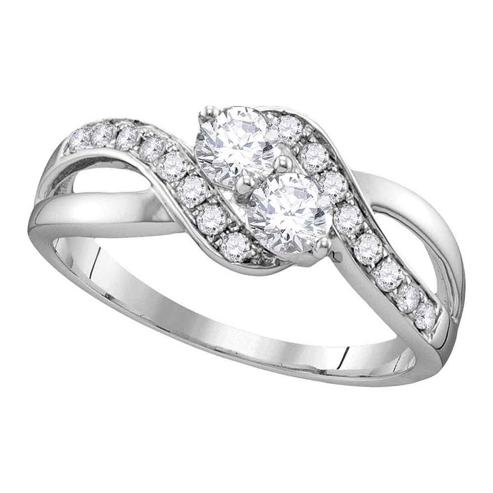 Eternal Love 10kt White Gold Round Diamond 2 - stone Bridal Wedding Engagement Ring - Splendid Jewellery