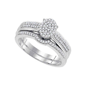 Eternal Love 10kt White Gold Round Diamond Bridal Wedding Ring Band Set - Splendid Jewellery