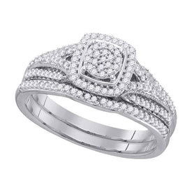 Eternal Love 10kt White Gold Round Diamond Bridal Wedding Ring Band Set - Splendid Jewellery