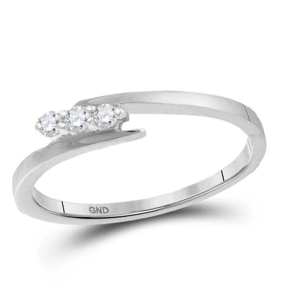 Eternal Love 10kt White Gold Womens Round Diamond 3 - stone Promise Bridal Engagement Ring - Splendid Jewellery