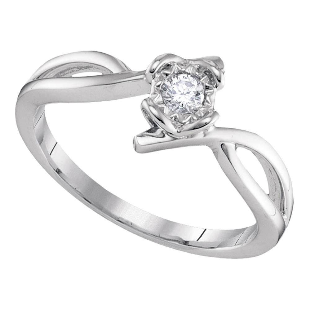 Eternal Love | 10kt White Gold Womens Round Diamond Solitaire Promise Ring 1/8 Cttw - Splendid Jewellery