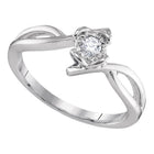 Eternal Love | 10kt White Gold Womens Round Diamond Solitaire Promise Ring 1/8 Cttw - Splendid Jewellery