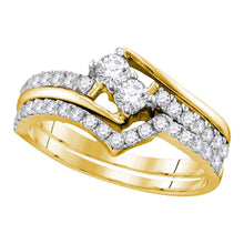 Load image into Gallery viewer, Eternal Love 10kt Yellow Gold Round Diamond 2 - Stone Bridal Wedding Ring Band Set 3/4 Cttw - Splendid Jewellery