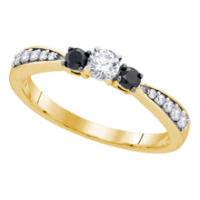 Load image into Gallery viewer, Eternal Love 10kt Yellow Gold Round Diamond 3 - stone Tapered Bridal Wedding Engagement Ring - Splendid Jewellery