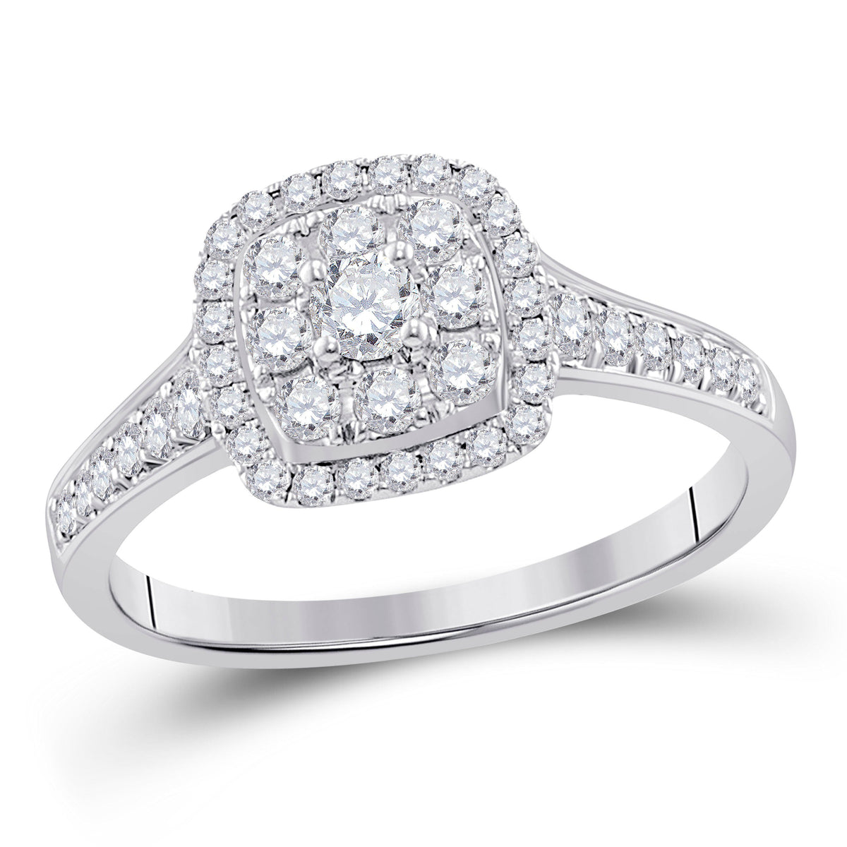 Eternal Love | 14kt White Gold Diamond Cluster Bridal Wedding Engagement Ring 5/8 Cttw - Splendid Jewellery