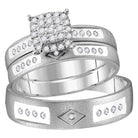 Eternal Love 14kt White Gold His Hers Round Diamond Cluster Wedding Set - Splendid Jewellery
