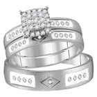 Eternal Love 14kt White Gold His Hers Round Diamond Cluster Wedding Set - Splendid Jewellery