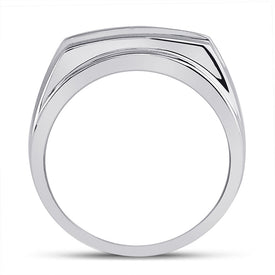 Eternal Love 14kt White Gold Mens Round Diamond 5 - stone Wedding Ring - Splendid Jewellery
