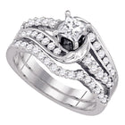 Eternal Love 14kt White Gold Princess Diamond Bridal Wedding Ring Band Set - Splendid Jewellery