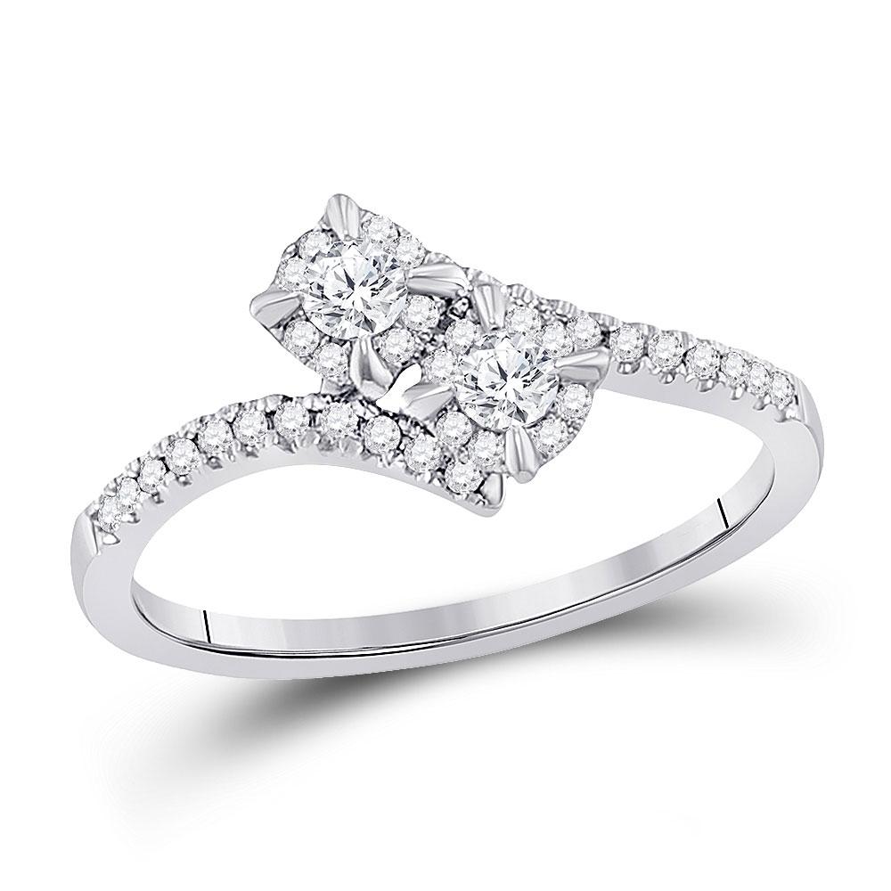 Eternal Love 14kt White Gold Round Diamond 2 - stone Bridal Wedding Engagement Ring - Splendid Jewellery