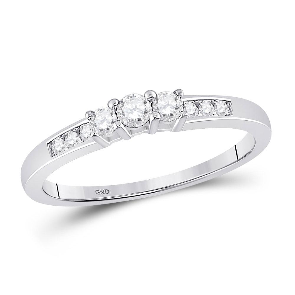Eternal Love 14kt White Gold Round Diamond 3 - stone Bridal Wedding Engagement Ring 1/4 Cttw - Splendid Jewellery