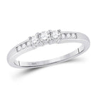 Eternal Love 14kt White Gold Round Diamond 3 - stone Bridal Wedding Engagement Ring 1/4 Cttw - Splendid Jewellery