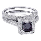Eternal Love Black Diamond Wedding Ring Set - Splendid Jewellery