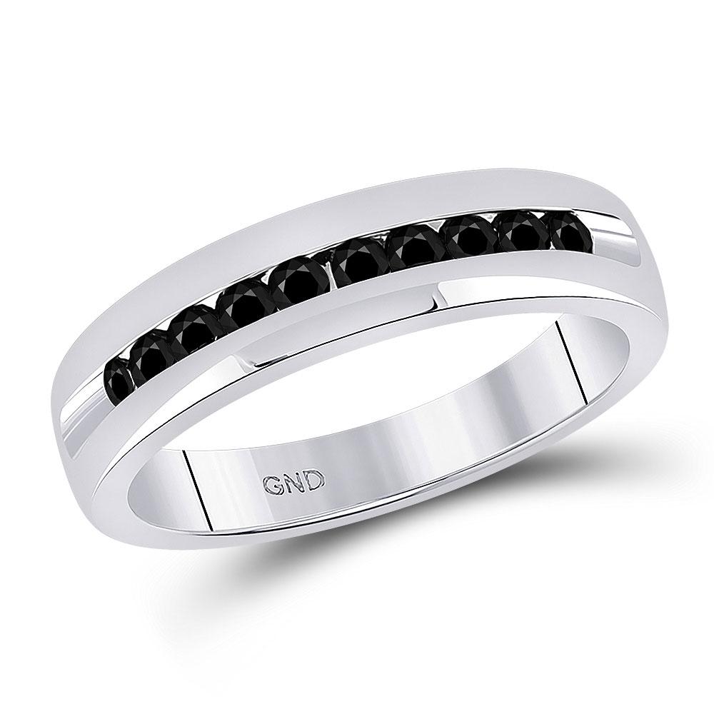 Eternal Noir 10kt White Gold Men's Diamond Wedding Band Ring - Splendid Jewellery