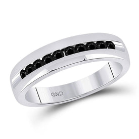 Eternal Noir 10kt White Gold Men's Diamond Wedding Band Ring - Splendid Jewellery