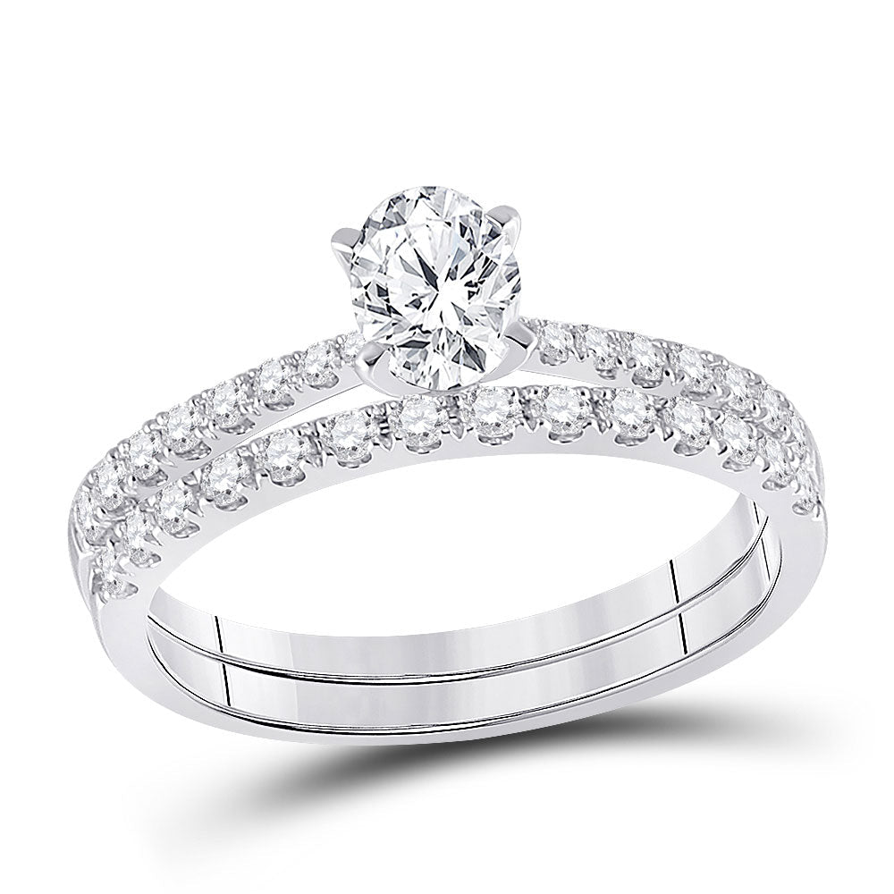 Eternal Radiance 14kt White Gold Oval Diamond Bridal Wedding Ring Band Set - Splendid Jewellery