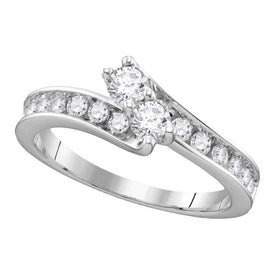 Eternal Unity | 14kt White Gold Round Diamond 2 - stone Bridal Wedding Engagement Ring 3/4 Cttw - Splendid Jewellery
