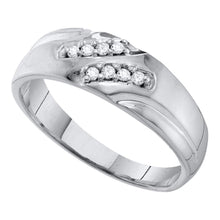 Load image into Gallery viewer, Eternity's Embrace: 10kt White Gold Men's Round Diamond Wedding Band Ring 1/8 Cttw - Splendid Jewellery