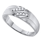 Eternity's Embrace: 10kt White Gold Men's Round Diamond Wedding Band Ring 1/8 Cttw - Splendid Jewellery