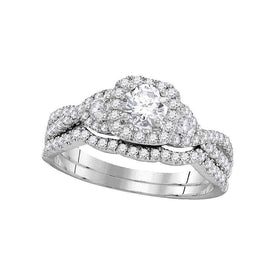 Eternity's Embrace | 14kt White Gold Radiant Diamond Bridal Wedding Ring Band Set 1 Cttw | Splendid Jewellery - Splendid Jewellery