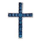 Ethereal Blue Diamond Cross Pendant | 10kt White Gold Womens Round Blue Color Enhanced Diamond Small Cross Pendant 1/6 Cttw - Splendid Jewellery