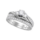 Ethereal Elegance | 14kt White Gold Round Diamond 3 - Stone Bridal Wedding Ring Band Set 7/8 Cttw - Splendid Jewellery