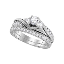 Load image into Gallery viewer, Ethereal Elegance | 14kt White Gold Round Diamond 3 - Stone Bridal Wedding Ring Band Set 7/8 Cttw - Splendid Jewellery