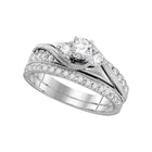 Ethereal Elegance | 14kt White Gold Round Diamond 3 - Stone Bridal Wedding Ring Band Set 7/8 Cttw - Splendid Jewellery