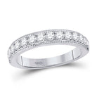 Ethereal Elegance: 14kt White Gold Womens Round Diamond Wedding Single Row Band 3/4 Cttw - Splendid Jewellery