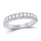 Ethereal Elegance: 14kt White Gold Womens Round Diamond Wedding Single Row Band 3/4 Cttw - Splendid Jewellery