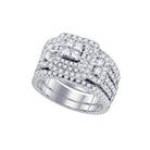 Ethereal Love: 14kt White Gold Diamond Cluster Wedding Bridal Ring Set 2 Cttw - Splendid Jewellery