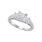 Ethereal Love: 14kt White Gold Princess Diamond 3 - stone Bridal Wedding Engagement Ring - Splendid Jewellery