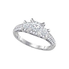 Ethereal Love: 14kt White Gold Princess Diamond 3 - stone Bridal Wedding Engagement Ring - Splendid Jewellery