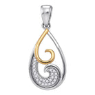 Ethereal Romance Diamond Pendant | Sterling Silver Womens Round Diamond 2 - stone Teardrop Pendant 1/20 Cttw | Splendid Jewellery - Splendid Jewellery