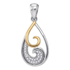Ethereal Romance Diamond Pendant | Sterling Silver Womens Round Diamond 2 - stone Teardrop Pendant 1/20 Cttw | Splendid Jewellery - Splendid Jewellery