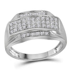 Exquisite 10kt White Gold Men's Rectangle Cluster Ring with Pave - set Diamonds - 1/3 Cttw - Splendid Jewellery