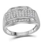 Exquisite 10kt White Gold Men's Rectangle Cluster Ring with Pave - set Diamonds - 1/3 Cttw - Splendid Jewellery
