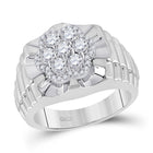 Exquisite 10kt White Gold Men's Round Diamond Scalloped Cluster Ring - 1 Cttw | Splendid Jewellery - Splendid Jewellery