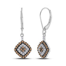 Exquisite 10kt White Gold Womens Diamond Square Dangle Earrings - Splendid Jewellery