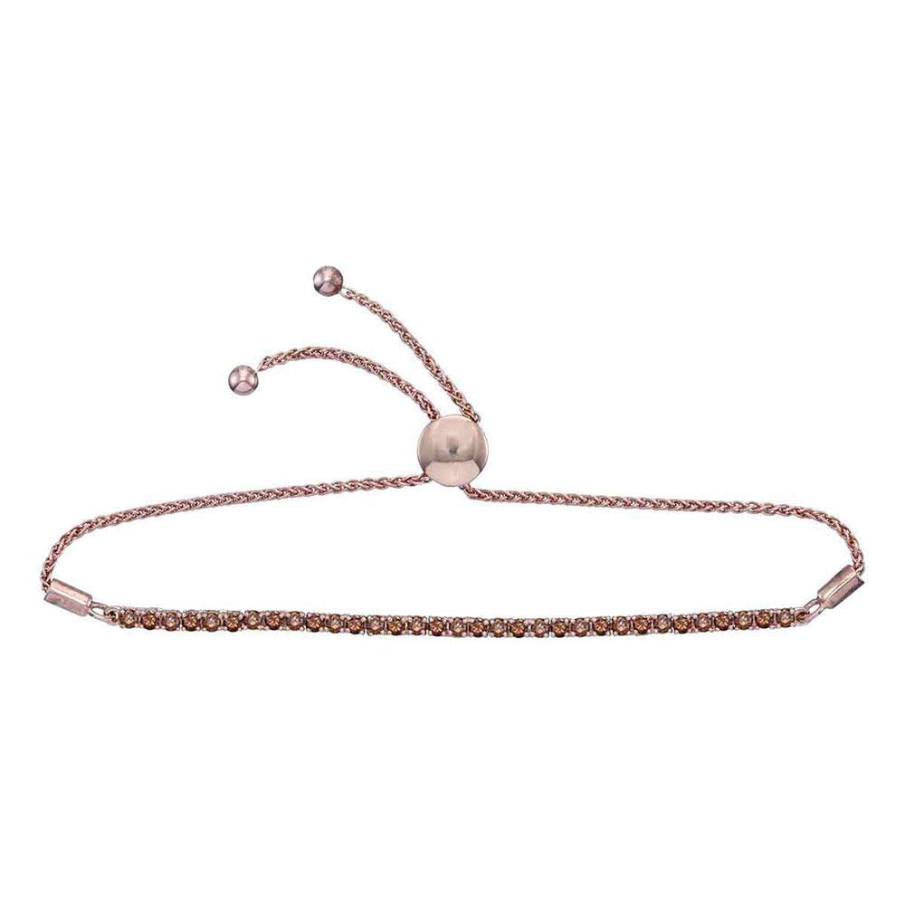 Exquisite 10kt White Gold Womens Round Brown Diamond Bolo Bracelet - 2 Cttw - Splendid Jewellery