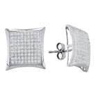Exquisite Brilliance: 10kt White Gold Womens Round Diamond Convex Square Kite Cluster Earrings 1/2 Cttw - Splendid Jewellery