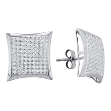 Load image into Gallery viewer, Exquisite Brilliance: 10kt White Gold Womens Round Diamond Convex Square Kite Cluster Earrings 1/2 Cttw - Splendid Jewellery