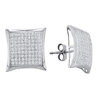 Exquisite Brilliance: 10kt White Gold Womens Round Diamond Convex Square Kite Cluster Earrings 1/2 Cttw - Splendid Jewellery