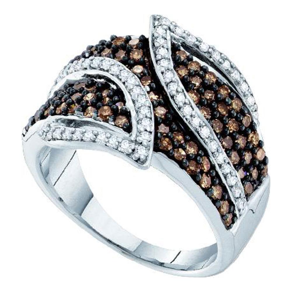 Exquisite Brown Diamond Majesty Ring | 10kt White Gold Womens Round Brown Diamond Fashion Ring 1 Cttw - Splendid Jewellery