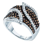 Exquisite Brown Diamond Majesty Ring | 10kt White Gold Womens Round Brown Diamond Fashion Ring 1 Cttw - Splendid Jewellery