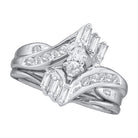 Exquisite Elegance: 10kt White Gold Marquise Diamond Bridal Wedding Ring Band Set 1/2 Cttw - Splendid Jewellery