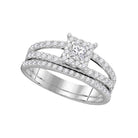 Exquisite Love Story | 14kt White Gold Diamond Princess Bridal Wedding Ring Band Set 1 Cttw - Splendid Jewellery