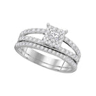 Exquisite Love Story | 14kt White Gold Diamond Princess Bridal Wedding Ring Band Set 1 Cttw - Splendid Jewellery