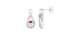 February Birthstone Sterling Silver Round Lab Amethyst Dangle Earrings - Splendid Jewellery
